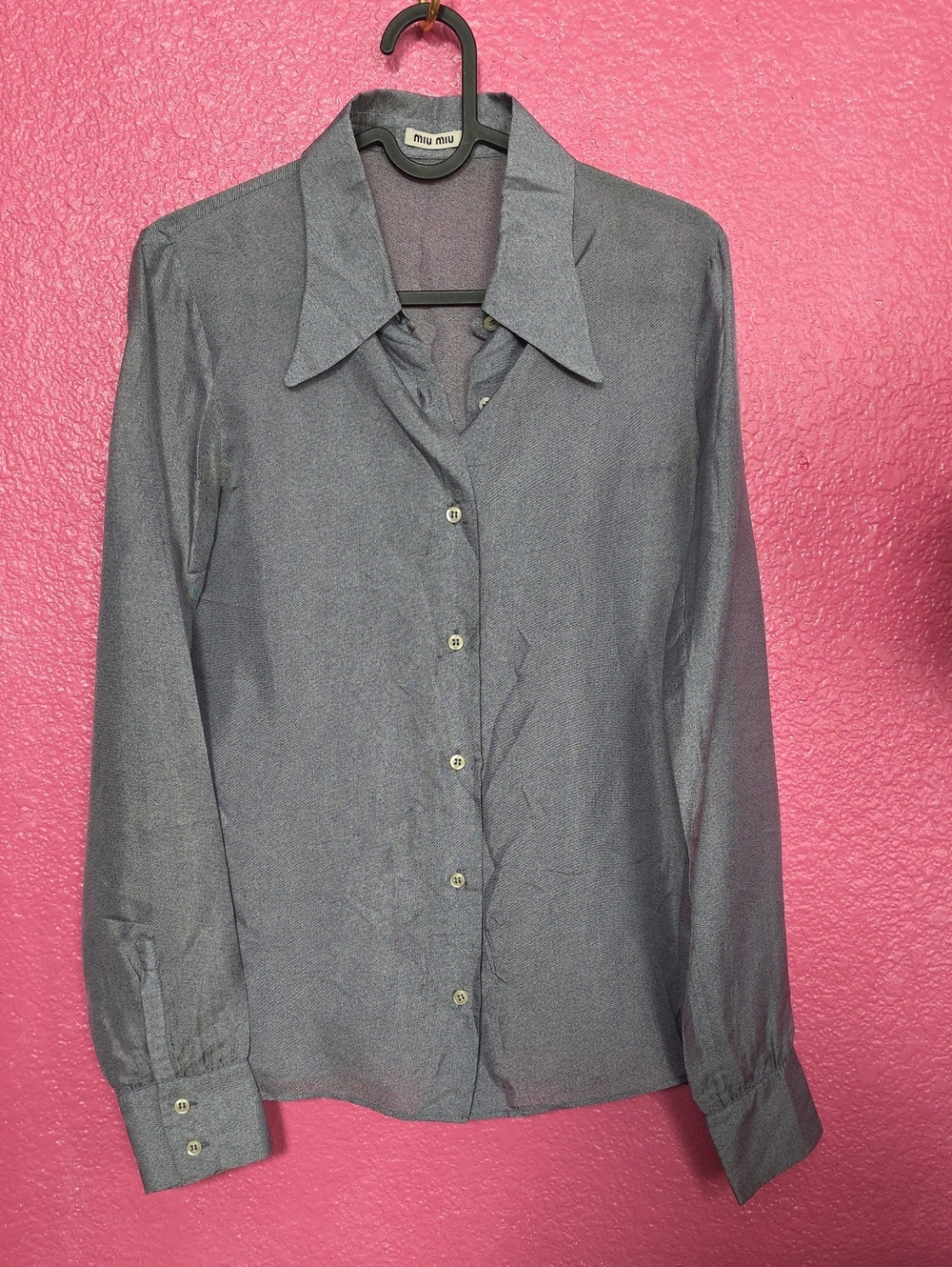 Miu Miu Gray Button-Up Blouse